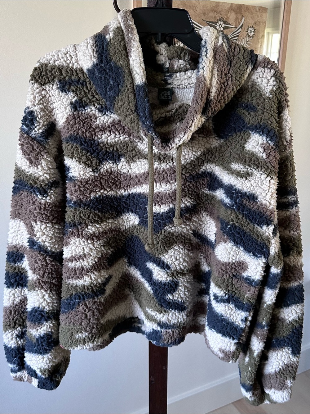 wild fable Cream & Olive Sherpa Hoodie